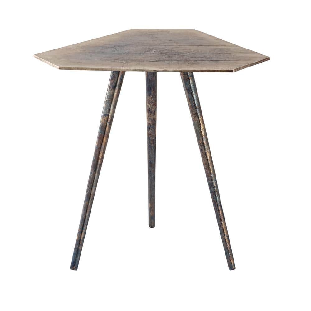 Vinmar 19 in. Oxidized Nickel Triangle Metal Accent Table