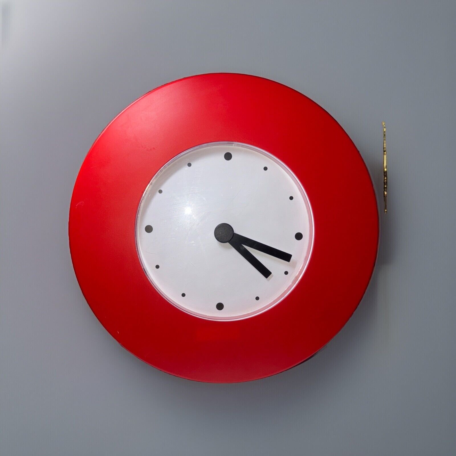 Vintage 1999 Ikea TAJMA Memphis Style Wall Clock Red Quiet 14.5" Post Modern