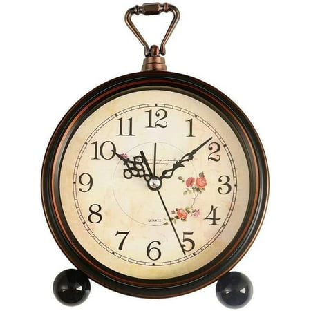 Vintage Alarm Clock , Analog Silent Small Bedside Desk Clock Battery Operated for Table Living Room Decor Shelf Gift Clock (Classic)