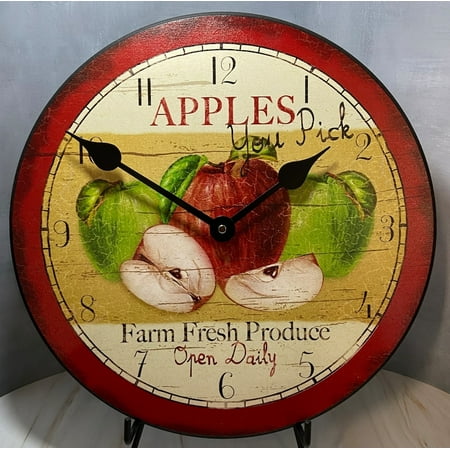 Vintage Apple Hanging Wall Clock | Ultra Quiet Quartz Mechanism | Comes in 8 Size