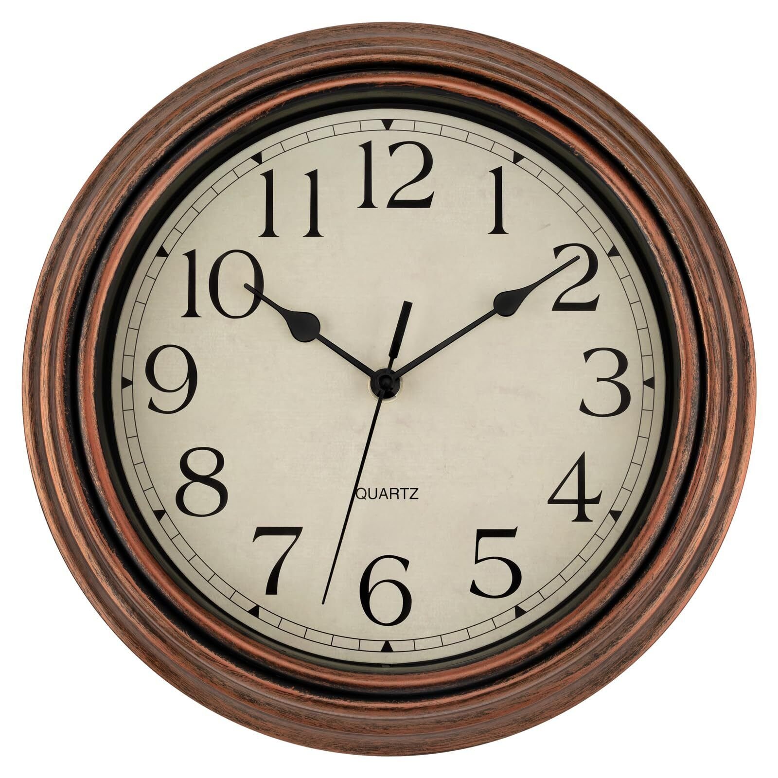 Vintage Copper Wall Clock 12 Inch Silent Non Ticking Battery Operated Qua