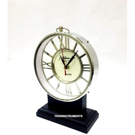 Vintage Decorative Retro Nautical Desk Clock Table Shelf Clocks Black Base