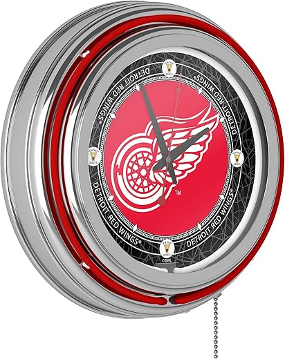 Vintage Detroit Redwings® Neon Clock - 14 inch Diameter