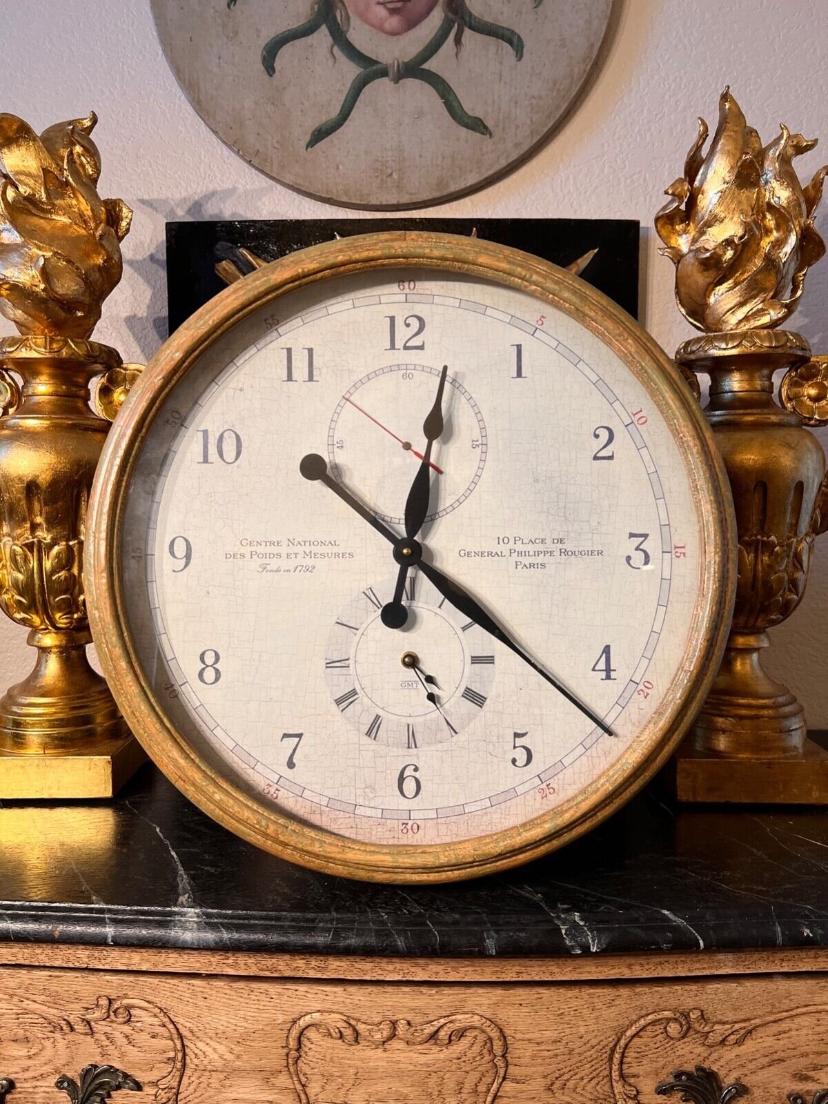 Vintage French Provincial Style Painted Round Wall Clock