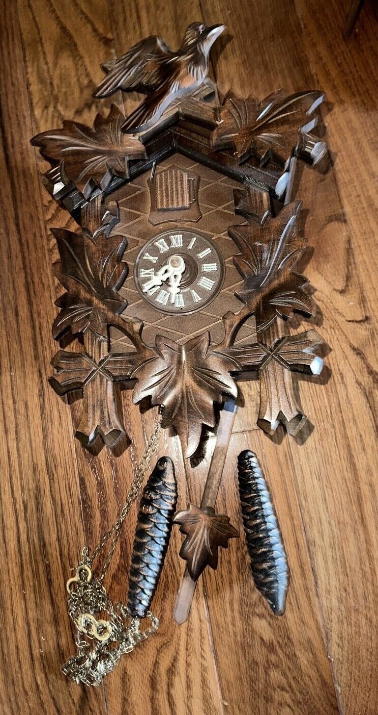Vintage German Cuckoo Clock Wooden UNIQUE Piece Rare Design Untested