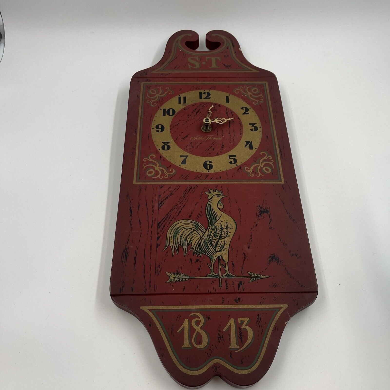 VINTAGE Lady Seth SETH THOMAS Cornwall Wall Clock Kitchen Decor Rooster Folk Art