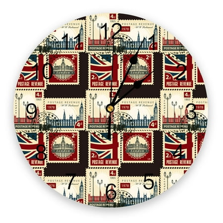 Vintage London Stamp Wall Clock Modern Design Living Room ration Kitchen Clock Mute Wall Watch Home Interior r