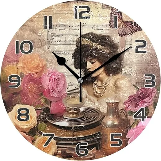 Vintage Love Letter Wall Clock Round Vintage Silent Non Ticking Battery Operated Accurate Arabic Numerals Design for Home Kitchen Living Room Bedroom 10 Inch