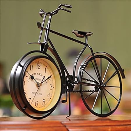 Vintage/Retro Wall Clock,Vintage Bicycle Table Clock Vintage Metal Rustic Bicycle Clock Bike Shaped Double Side Table Decorative Clock