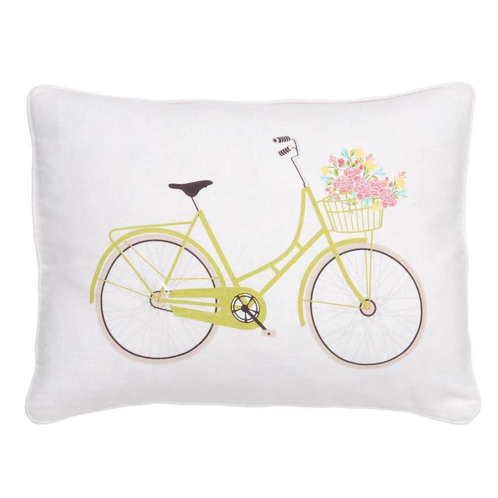 Vintage Rose White Bycycle with Flower Basket 18 in. x 14 in....