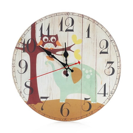 Vintage Rustic Wooden Wall Clock Antique Shabby Retro Home Kitchen Room Decor