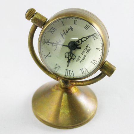 Vintage Stand Desktop Table Clock Watch Decorate Small Desk Clock Hand Winding Mechanical Pocket Watch Retro Copper Case Decorate Gifts