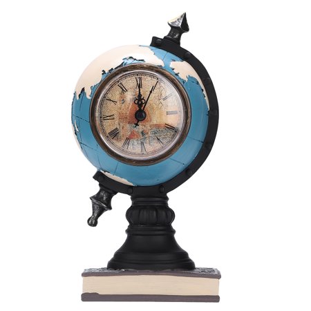 Vintage Style Home & Office Decor Antique Blue Desktop Globe Clock