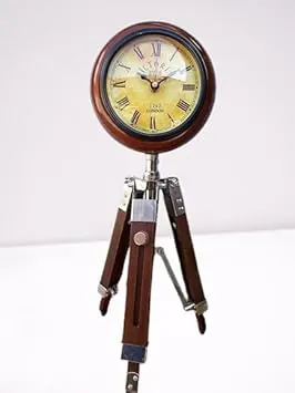 Vintage Style Tripod Stand Clock, Antique London Design, Wood and Metal for Kids Room, Home Decore, etc