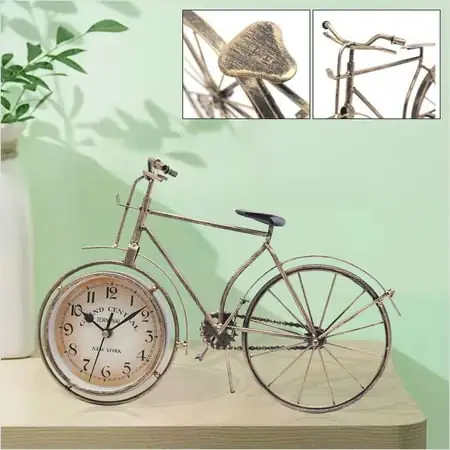 Vintage Table Clock Bronze Bike Metal Desk Clock Creative DEcoor Gift