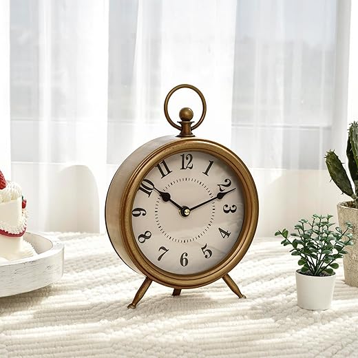 Best Creative Piece Round Shaped Metal Desk Clocks