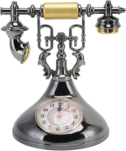 Vintage Telephone Clock Alarm Clock Vintage Retro Antique Pattern Table Clock(YF020 1)