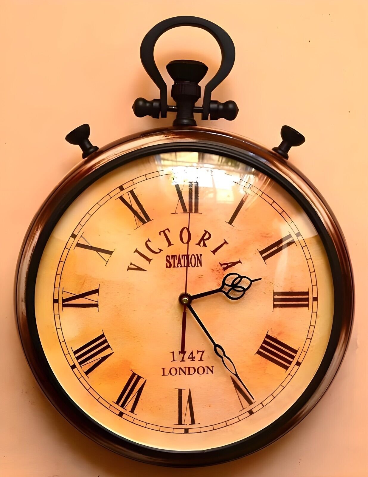 Vintage Victoria Station Wall Clock - Roman Numerals, London 1747