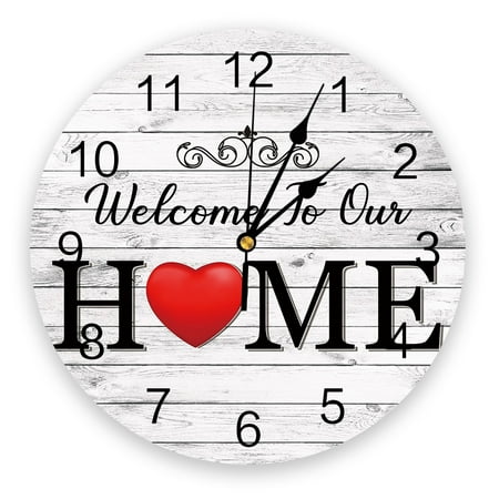 Vintage Wood Grain Red Love Heart Wall Clock Home r Silent Wall Clock Modern Design Living Room r Wall Digital Clock