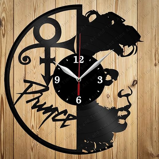 Vinyl Clock Prince Handmade Exclusive Clock Art Decor Home Wall Clock Black Original Gift Unique Design