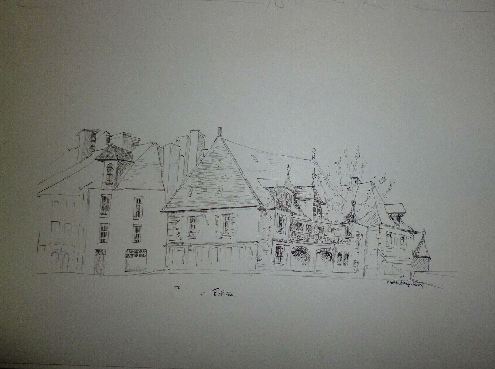 Violette Rougier Lecoq ink drawing on paper signed Rougier-Lecoq SCARCE!