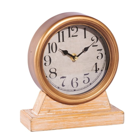 VIP Metal 8.25 in. Brown Rounded Rim Table Clock