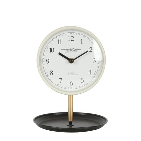 VIP Metal 9 in. White Table Top Clock with Stand