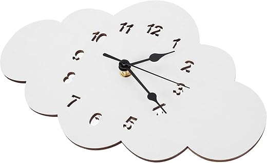 VOSAREA Cloud Shaped Silent Wall Clock Wooden Wall Clock for Nursery Kids Room