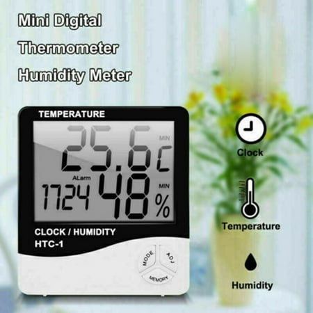 VOSS Humidity Indoor LCD Hygrometer Thermometer Meter Temperature Clock Digital Room Thermometer