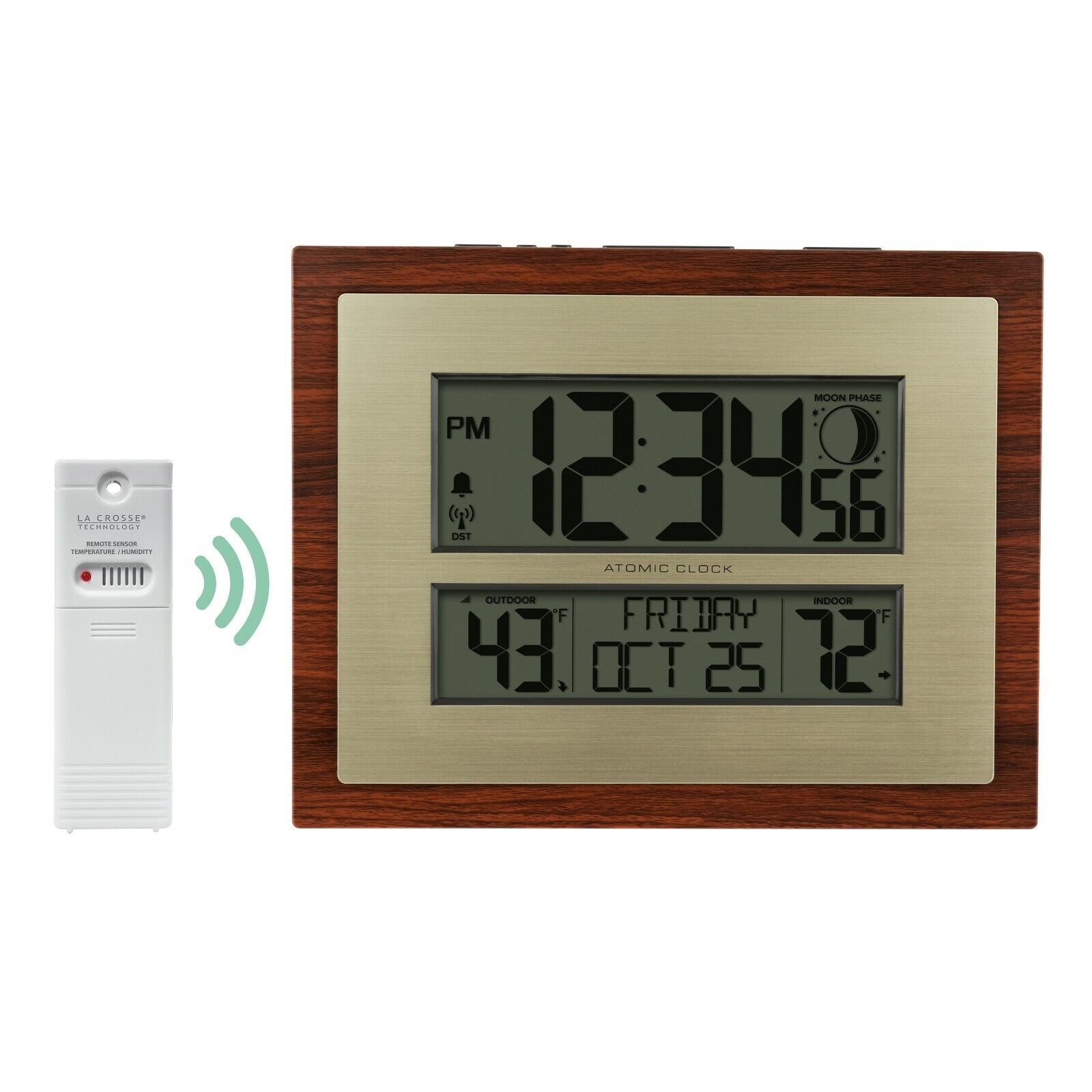 W86111-BHG La Crosse Technology Atomic Digital Wall Clock Moon Phase TX141V3