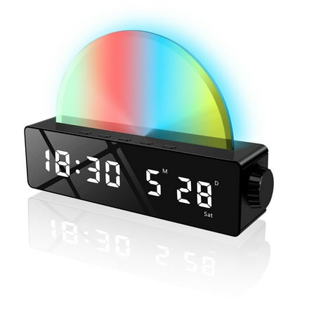 Wake Up Light Sunrise Alarm Clock with Sunrise Simulation, Dual Alarms, FM Radio, Snooze, Sleep Aid, Nightlight, Bedside Lamp, 7 Colors, for Kids and Heavy Sleepers