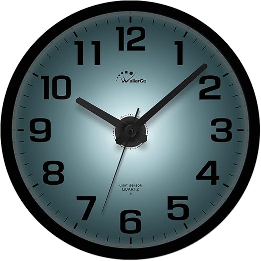 WallarGe Night Light Wall Clock for Bedroom - Silent Lighted up Wall Clock Glow in The Dark, Battery Operated for Living Room/Kitchen, Easy to Read Large Digital Display, 12 Inch