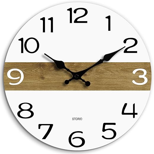 Wall Clock-10 Inch Modern White Silent Wall Clocks Battery Operated Decorative for Bedroom Office Kitchen-Non Ticking Clock for Bathroom Living Room