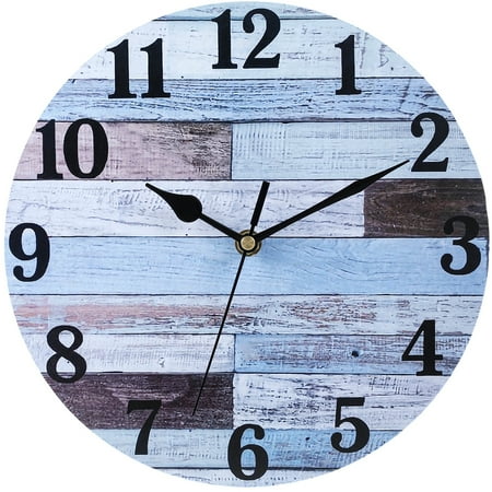 Wall Clock - 10 Inch Silent Non-Ticking Wooden Wall Clocks Battery Operated - Country Retro Rustic Style Decorative for Living Room, Kitchen, Home,Bathroom, Bedroom, Laundry Room