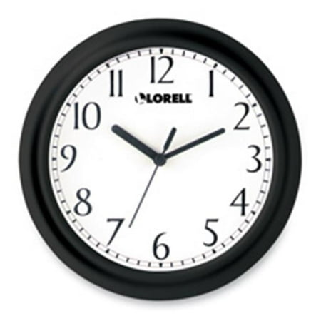 Wall Clock- 9in.- Arabic Numerals- White Dial-Black Frame