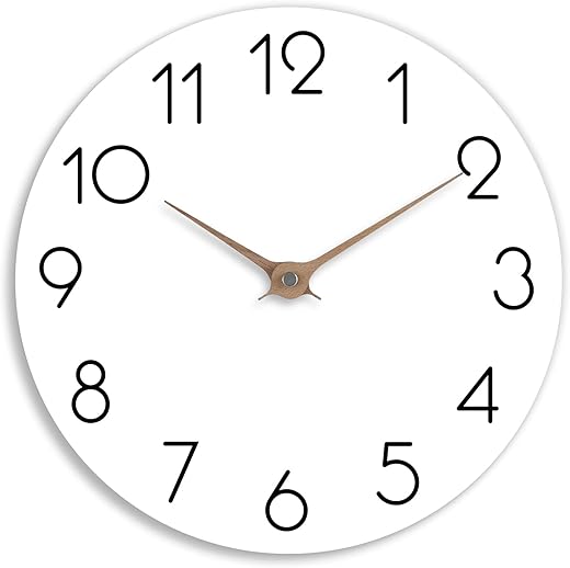 Wall Clock - White Kitchen Wall Clocks Battery Operated, Small Silent Non-Ticking, Simple Wooden Clock Decorative for Bathroom, Living Room, Office, Bedroom, Home(10)