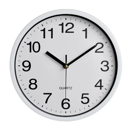 Wall Clock 10 Inch Wall Clocks Battery Operated Silent Non-Ticking, Simple Modern Wood Clock Decorative For Bedroom, Living Room, Home Office (White)