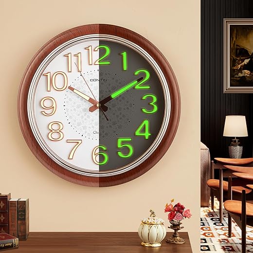 Wall Clock,12'' Silent Wall Clocks Battery Operated,Glow In the Dark Wall Clock Large Wall Clock,Vintage Wall Clocks for Living Room Decor,Kitchen Clock,Kitchen Wall Clock,Modern Wall Clock Decorative