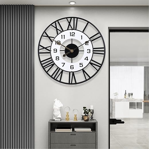 Wall Clock,16inch Metal Decorative Wall Clocks,Silent Non-Ticking Quality Quartz Wall Clock Battery Operated,Large Wall Clock for Living Room,Kitchen,Home,Bathroom,Bedroom Wall Decor