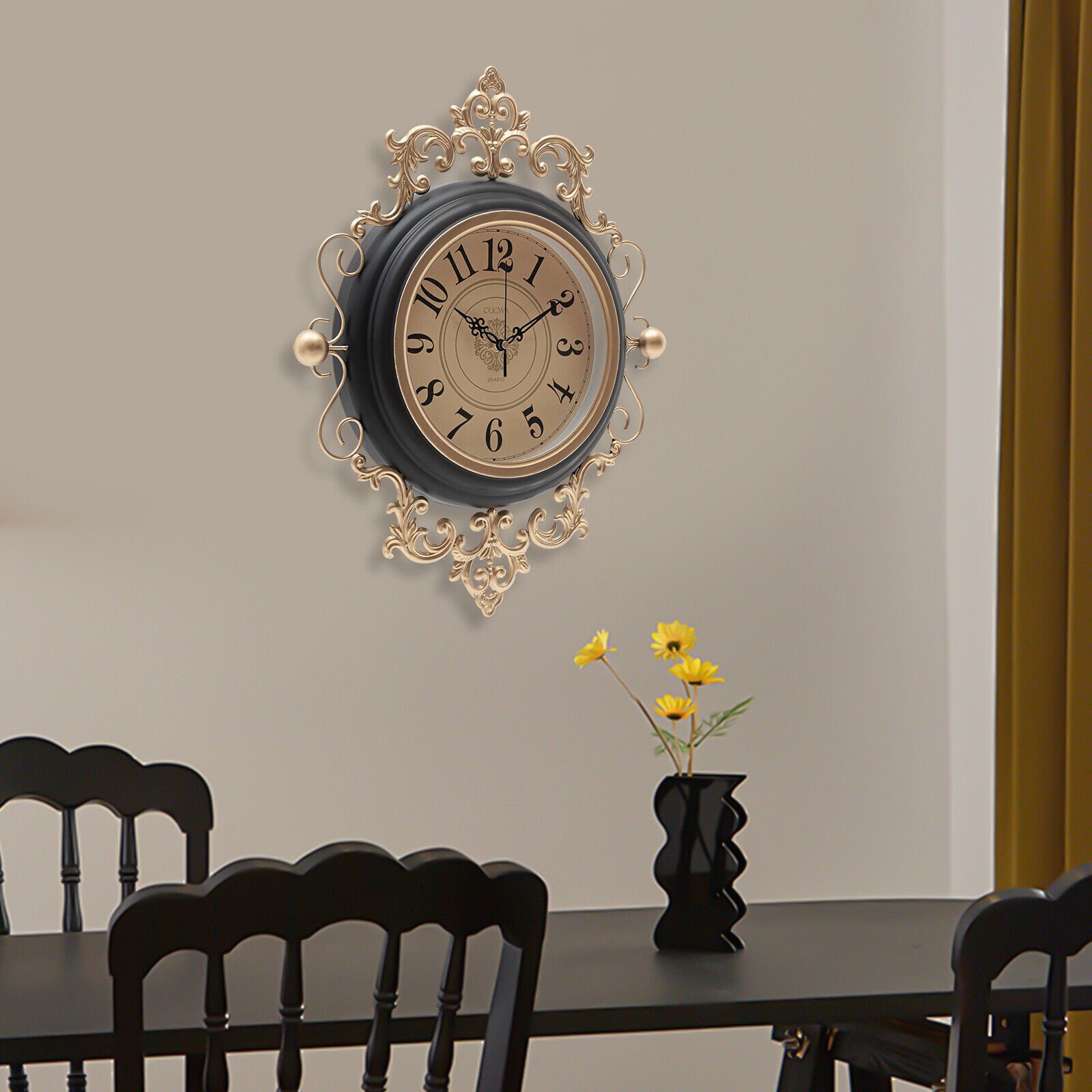 Wall Clock, 16 Inch Wall Clocks Non-Ticking Large Wall-mounted Clock Home Decor