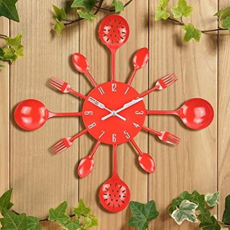 Wall Clock, 16 Metal Kitchen Cutlery Utensil Spoon Fork Wall Clock Creativ