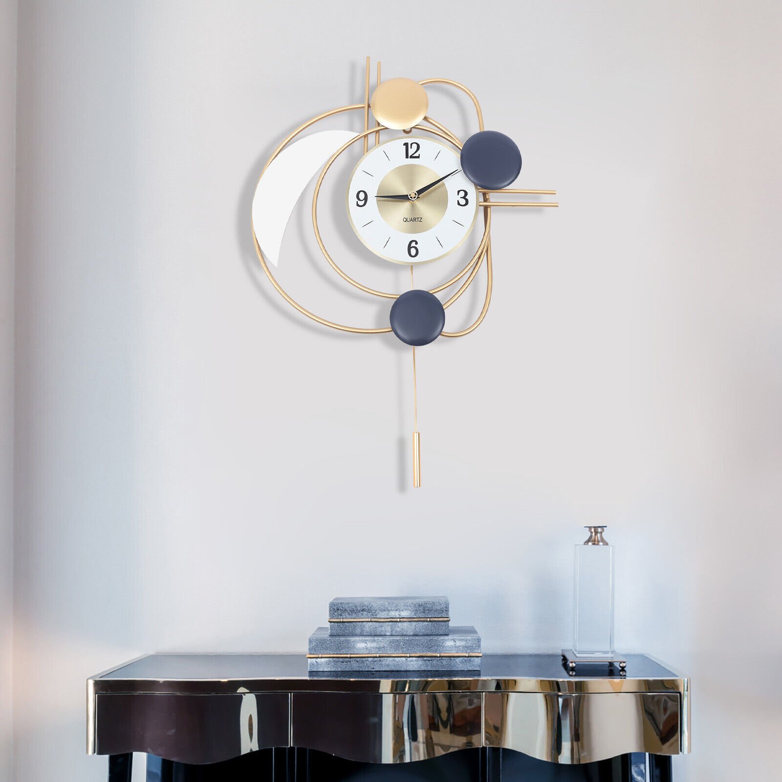 Wall Clock 27.95" Large Metal Hanging Clocks Silent Modern Art Décoration