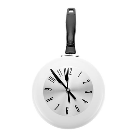 Wall Clock 8 inch Metal Frying Pan Kitchen Wall Clock 3D Modern Creative Wall Clock Style Wall Watch for Home Decor Gifts,