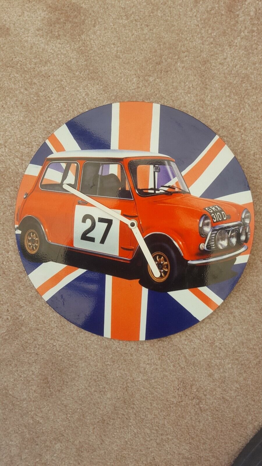 WALL CLOCK CLASSIC RED MINI COOPER UNION JACK