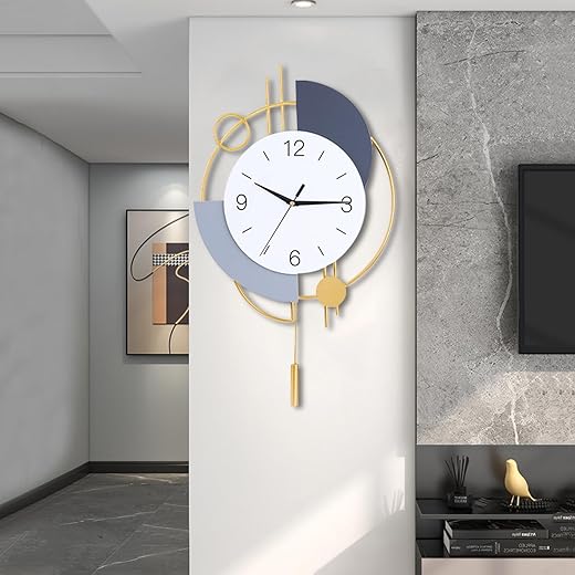 Wall Clock,Decorative Wall Clocks with Pendulum,Silent Quality Quartz Wall Clock Battery Operated,Large Wall Clock for Living Room,Kitchen,Home,Bathroom,Bedroom Wall Decor,13x21.65inch