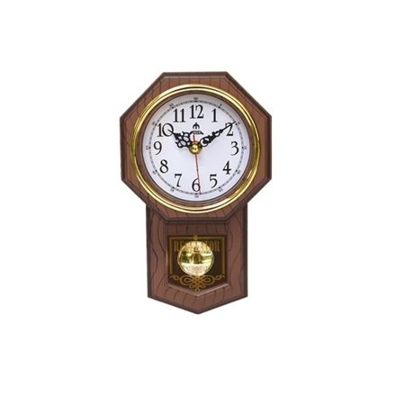 Wall Clock Fashion Creative Classic Retro Swing Room Living Room Imitation Wood Octagonal Small Simple Wall Clock Suitable for living rooms and study rooms