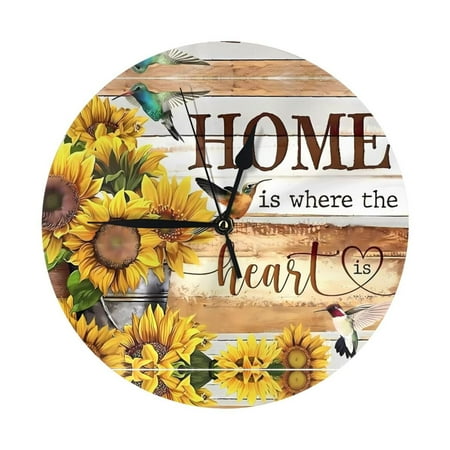 Wall Clock, Home Sunflower Hummingbird Wall Clocks Battery Operated Silent Kitchen Office Wall Clock Decorative, Wall Clock for Living Room School Classroom Bedroom Home Decor