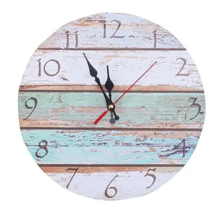 Wall Clock Kitchen Bell Vintage Battery Old Fashioned Wooden Bamboo