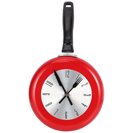 Wall Clock Metal Frying Pan Design 8 Inch Clocks Kitchen Decoration Novelty Art Watch