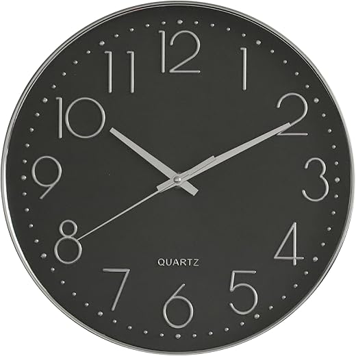 Wall Clock, Modern Wall Clock 12 Inch Silent Non-Ticking, Wall Clocks Battery Operated, Large Wall Clock Round Easy to Read, Simple Style Decor Clock, Wall Clock for Living Room, Office (Black)